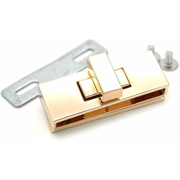 CRAFTME STUDIO 1-3/4 Inch Metal Bar Twist Lock Purse Closure Clasp for Bag Making Accessories, 1 Piece (Gold) L113