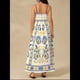 thumbnail image 5 of Vestido Maxi Floral de Verano 2025 para Mujer, Sin Mangas, con Tirantes Finos, Estampado, Fruncido, Estilo Bohemio, para Playa Amarillo Azul M, 5 of 6