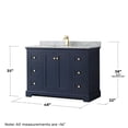 thumbnail image 6 of Wyndham Collection 48" Wood Single Bathroom Vanity in Dark Blue/Gold, 6 of 6