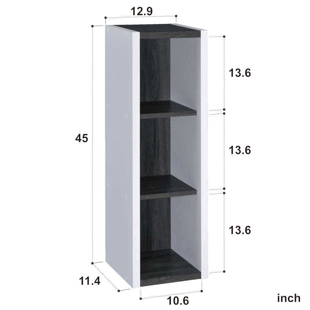 Kepooman 3 Layers Modern Reversible Wood Diy Organizer Display Rack for Home Office, Black