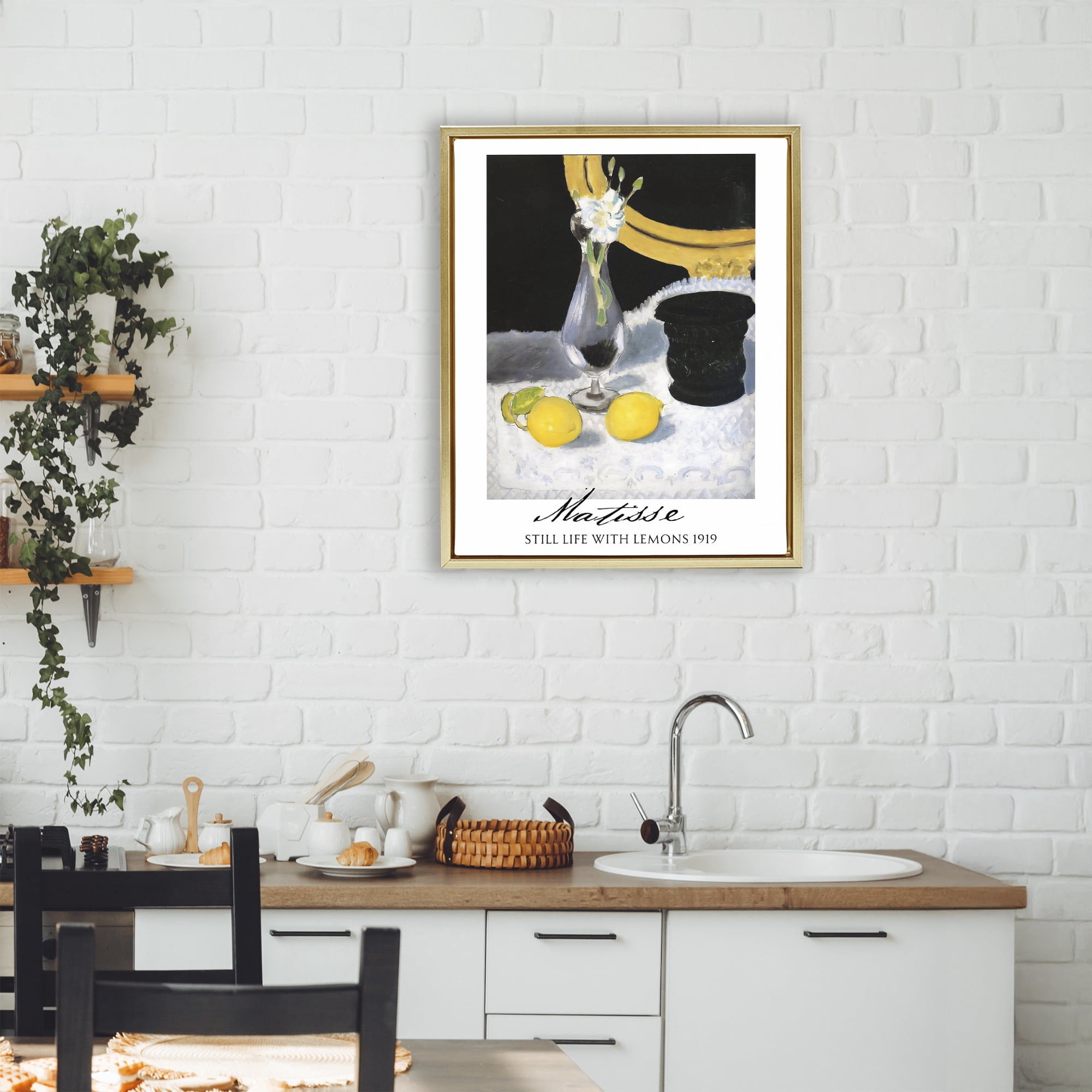 Stupell Industries Matisse Still Life Lemons Gold Framed Floater Canvas Wall Art, design by Vintage Hustle