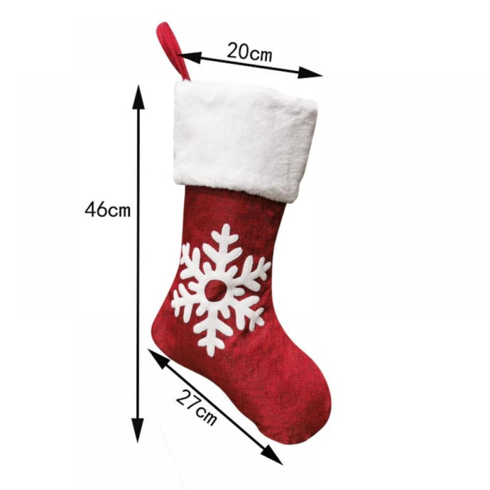 Christmas Stockings Deer Snowflake Christmas Tree Designs Christmas Stockings Red and White Felt Xmas Stocking Fireplace Hanging Gift Bags for Family Holiday Xmas Party Mantle Decorations
