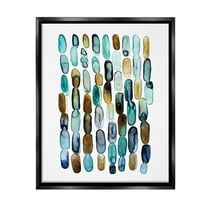 Stupell Industries Blue Oblong Shapes Pattern Abstract Painting Black Floater Framed Canvas Art Print Wall Art, 17 x 21