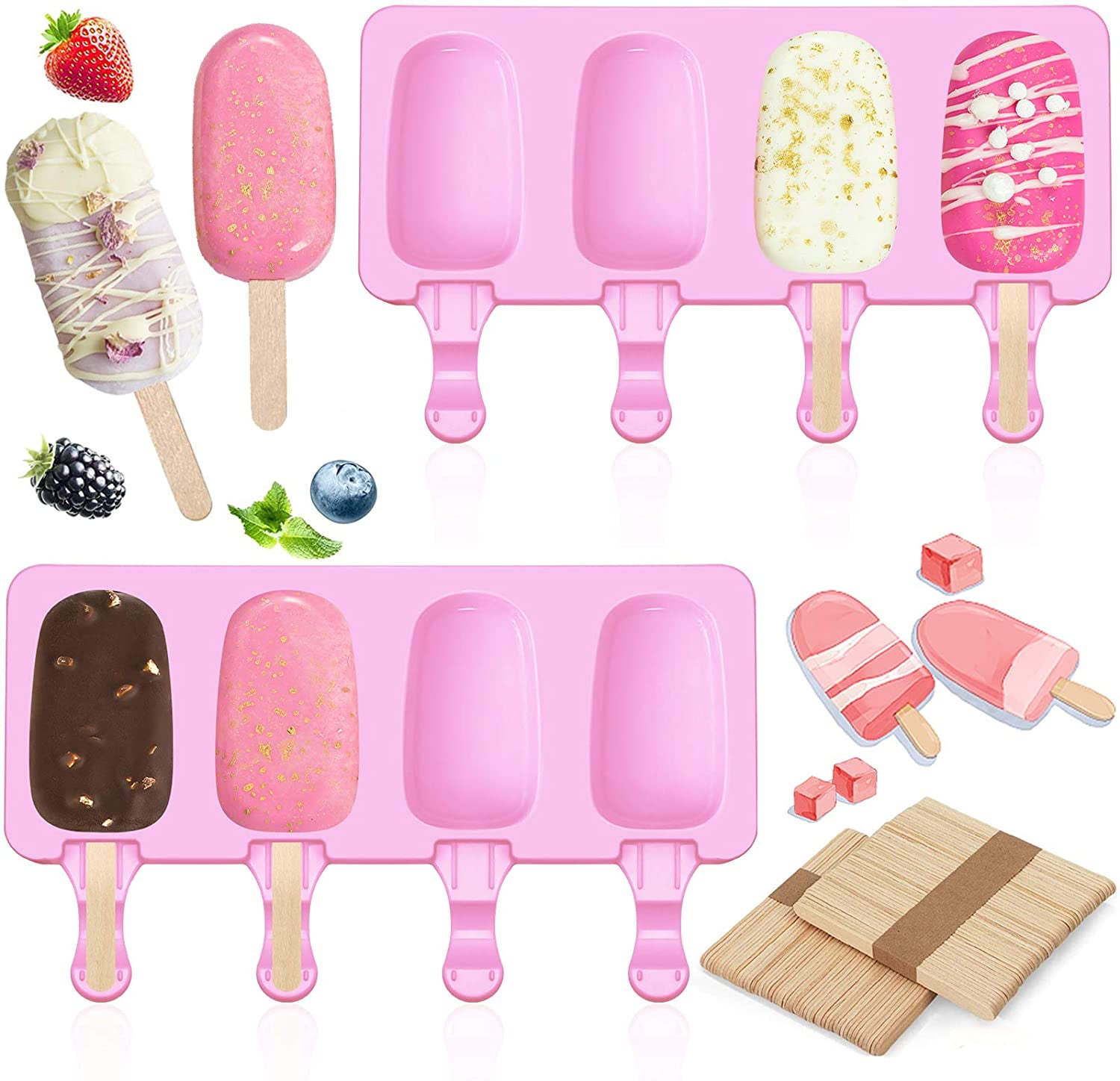 Maker With Sticks Oval Popsicle Moulds Food Silicone Molds Ice Cream Tools