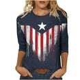thumbnail image 2 of Cavosen Independence Day Clothes Women Patriotic 3/4 Sleeve Crew Neck Tops American Flag Print T Shirts Lady XL Independence Day Casual Tops Funny 4th of July Tunic Tees 2025 Patriotic Clothes, 2 of 5