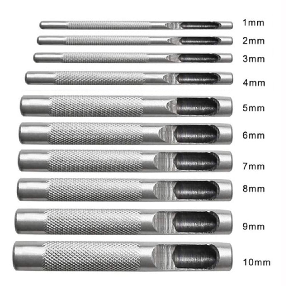 10 Pcs Leather Hole Punching Hollow Punch Set Round Hole Punch Tool Steel Leather Craft Working For Watch Band Gasket Belt Smile Home
