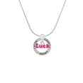 thumbnail image 2 of Delight Jewelry Hot Pink ''Luck'' with Heart Laugh Ring Charm Necklace, 18", 2 of 4