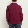 thumbnail image 6 of Men's Casual Linen Button Down Shirt - Long Sleeve, Loose Fit - Polyester Blend for Autumn - V-Neck, S-XXXL Sizes, Machine Washable, 6 of 8