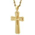 thumbnail image 3 of Mens Gold-Tone Stainless Steel Stacked Cross Pendant Necklace, 3 of 5