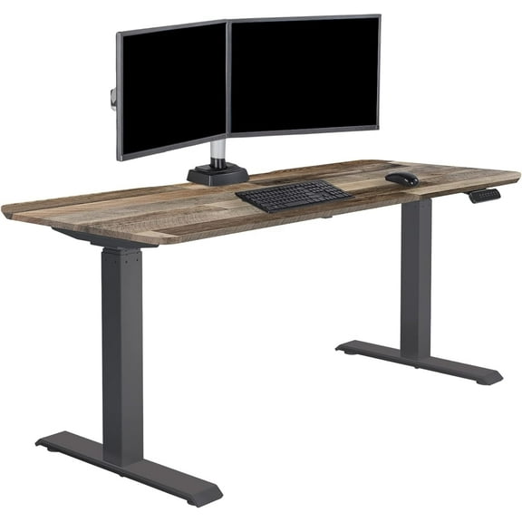 Vari 60” x 24" VariDesk Electric Height Adjustable Standing Desk Computer Table, Reclaimed Wood