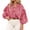 Red, variant on Women's Yarn-Dyed Cotton Gingham Blouse, Button Split V Neck Plaid Shirt with Drop Shoulders, Smocked Puff Sleeves, Sizes S-XL