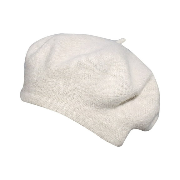 Xfvqtps Womens Beret Hat French Style Solid Color Classic Wool Plush Fur Artistic Elegant Fall Winter Painter Hat Beige
