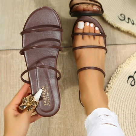 

Abcnature Women Sandals Clearance 2023! Women s Flat Sandals Extremely Comfy Slides Sandals Casual And Comfortable Wear Bright One-word Thin Belt Flat Slippers Summer Athletic Outdoor Beach Sandals