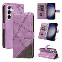 Designed for Samsung Galaxy S25 Case Wallet, Men Women Flip Folio Cover with PU Leather Stand Credit Card Holders Slots Wrist Strap Magnetic Clasp Phone Case for Samsung Galaxy S25, Purple