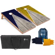 Tailgating Pros Pyramid Cornhole Board Set w/ Bean Bags and Carrying Case - 4'x2' Regulation Corn Hole Toss Game - Optional LED Lights