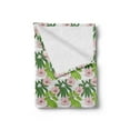 thumbnail image 2 of Tropical Soft Flannel Fleece Blanket, Grunge Exotic Hibiscus Flowers Hand Drawn Nature on Stripe Background, Cozy Plush for Indoor and Outdoor Use, 50" x 70", Blush Green Apple Green, by Ambesonne, 2 of 5