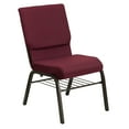 thumbnail image 2 of BizChair 18.5''W Church Chair in Burgundy Patterned Fabric with Book Rack - Gold Vein Frame, 2 of 11