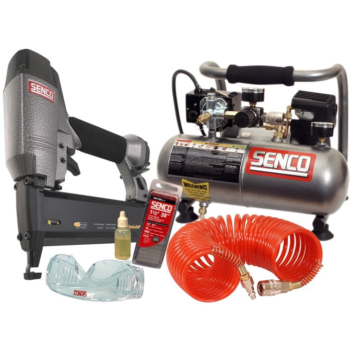 SENCO FinishPro 18 Gauge Brad Nailer and 0.5 HP 1 Gallon OilFree Hand