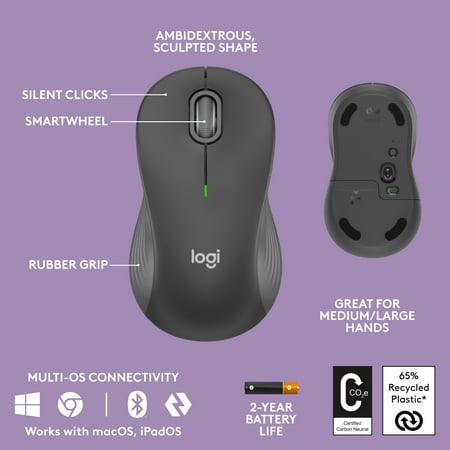 Logitech - Wave Keys MK670 Combo Ergonomic Wireless Keyboard and Mouse Bundle for Windows/Mac with Integrated Palm-rest - Graphite