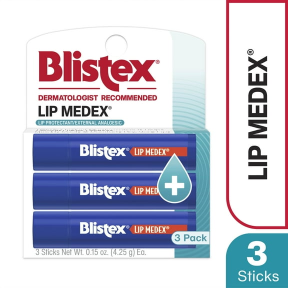 Blistex Lip Medex Medicated Lip Balm Stick, 3 Count, 0.15 oz