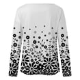 thumbnail image 4 of IROINNID Deals Ladies Long Sleeve T Shirts Crewneck Floral Flower Print Pullover Tops Blouse,White, 4 of 5