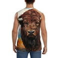 thumbnail image 4 of Lsque Oil Painting Style Iceberg Yak Print Men's Cotton Blend Sleeveless Muscle Shirts (S-3XL)- Moisture Wicking, Odor Protection, UPF 30+,Small, 4 of 8
