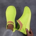 thumbnail image 3 of Womens Lightweight Knit Slip On Sneakers Breathable Non Slip Running Shoes Comfortable Mesh Non Slip Casual Walking Shoe Green Size 9, 3 of 6