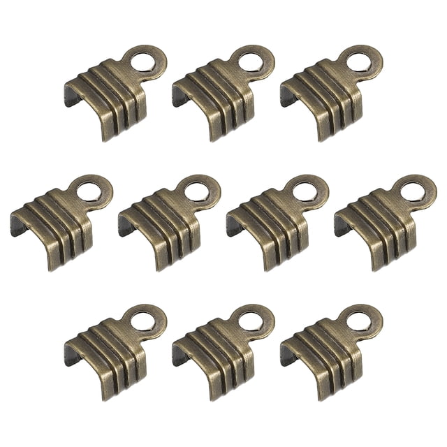 200Pack Fold Over Cord Ends, 4x6.5mm Terminators Crimp End Tips for Leather Ribbon, Bronze Tone