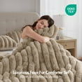 thumbnail image 2 of Regency Heights Full/Queen Size Comforter Sets, Taupe Fluffy Ribbed Plush Bedding Set, 3-Piece Faux Fur Ribbed Bedding Comforter Set, 2 of 10