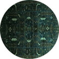 thumbnail image 1 of Ahgly Company Indoor Round Persian Turquoise Blue Traditional Area Rugs, 4' Round, 1 of 4