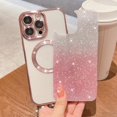 thumbnail image 2 of for iPhone 15 Pro Max Magnetic Gardient Glitter Case, Plating Bling Cute Case Compatible with MagSafe for Women Girls Full Camera Protector Back Cover for iPhone 15 Pro Max 6.7 Inch Pink, 2 of 14