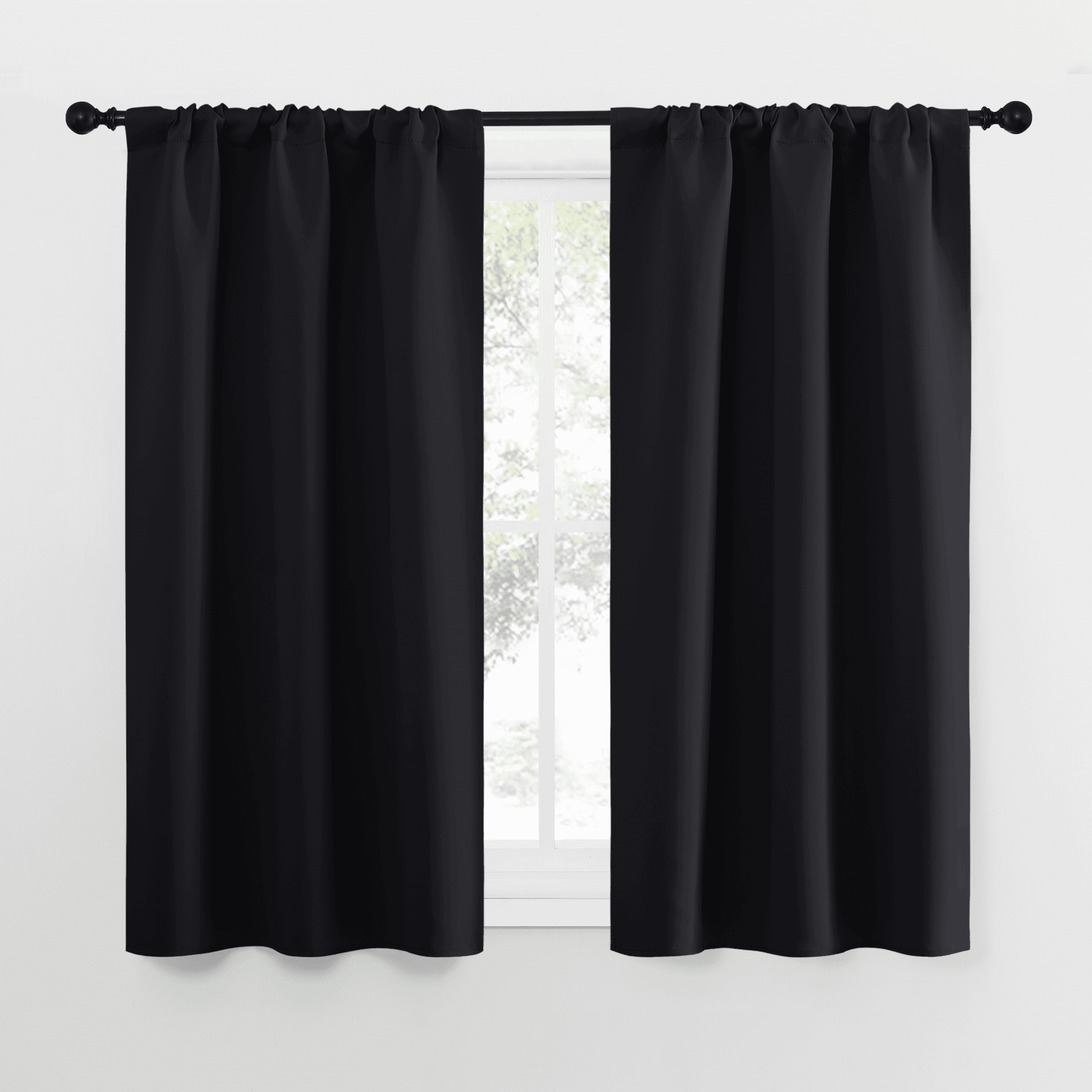 NICETOWN Solid Color Black out Curtains Rod Pocket Thermal Insulated Window Drapes for Bedroom 34x54 inch, 2 Panels