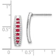 thumbnail image 2 of Auriga 14k White Gold Diamond Ruby Drop Stud Earrings for Women (L- 0.67 inch, W- 0.2 inch), 2 of 5
