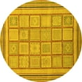 thumbnail image 1 of Ahgly Company Machine Washable Indoor Round Abstract Yellow Modern Area Rugs, 6' Round, 1 of 4