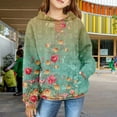 thumbnail image 2 of Mercatoo Girls Vintag Hoodi, Kids Flor Print Long Sleeve Hooded Sweatshirt Casual Stylish Fall Winter Outfit Tops, 2 of 7