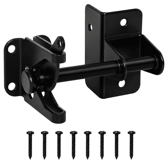 DAZO Self-Locking Gate Latch for Wood and Metal Gates, Heavy-Duty Automatic Gravity Lock for Pool, Garden, Shed and Backyard, Black