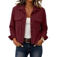 thumbnail image 2 of Cropped Jacket for Women Corduroy Button Down Fall Lightweight Shackets, 2 of 6