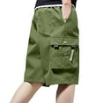 thumbnail image 2 of Men Cargo Shorts Vintage Elastic Waist Work Shorts Lightweight Summer Hiking Shorts with Multi Pockets Army Green L, 2 of 7