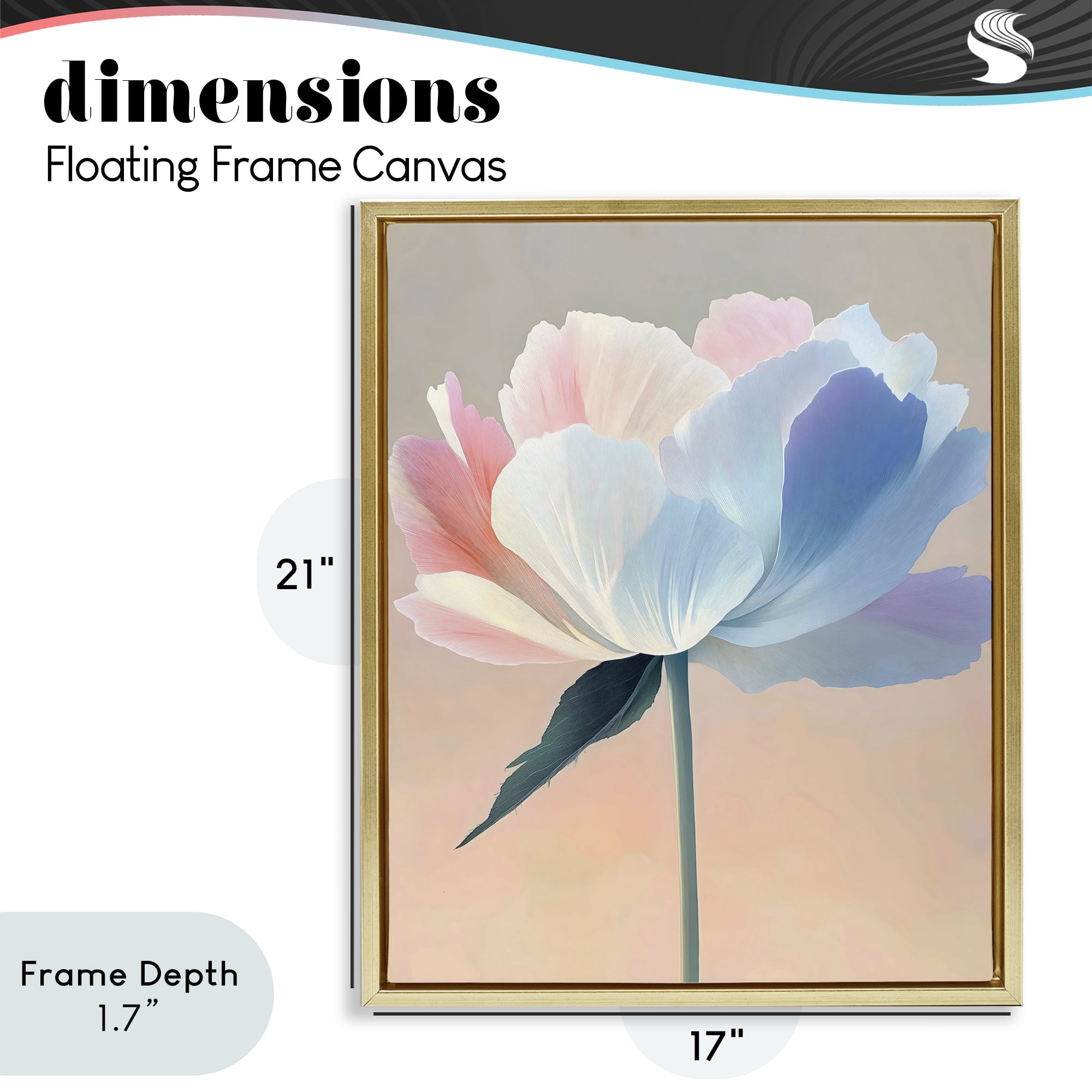 Stupell Industries Pink & Blue Flower Serenity Gold Framed Floater Canvas Wall Art, design by The Prints Vibe