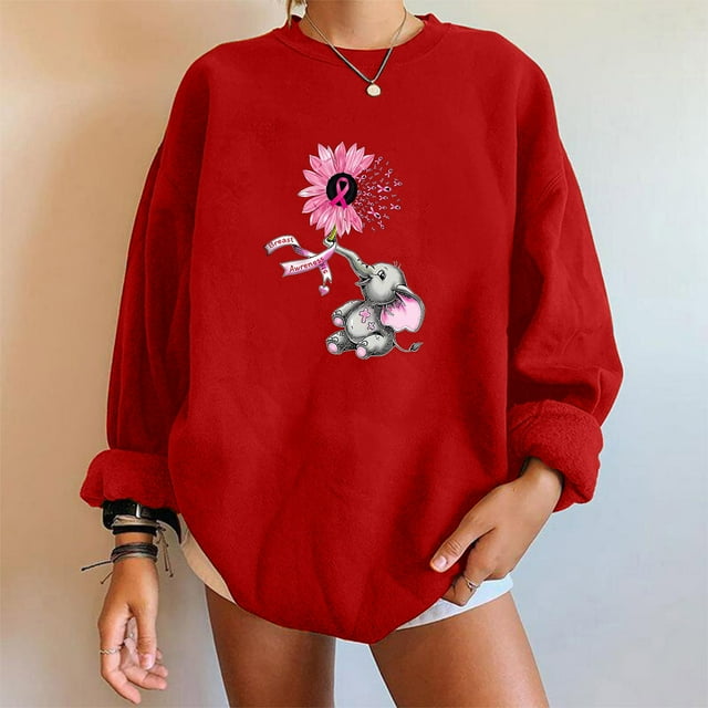 Amzcrzy Chandail pour Femmes Chandails à Imprimé Rond pour Femmes Coupe Ample Chandails à Manches Longues Sans Capuche Chandails à Manches Longues pour Femmes Chandail à Enfiler Chandail à Col Rond Chandail pour Femmes TG