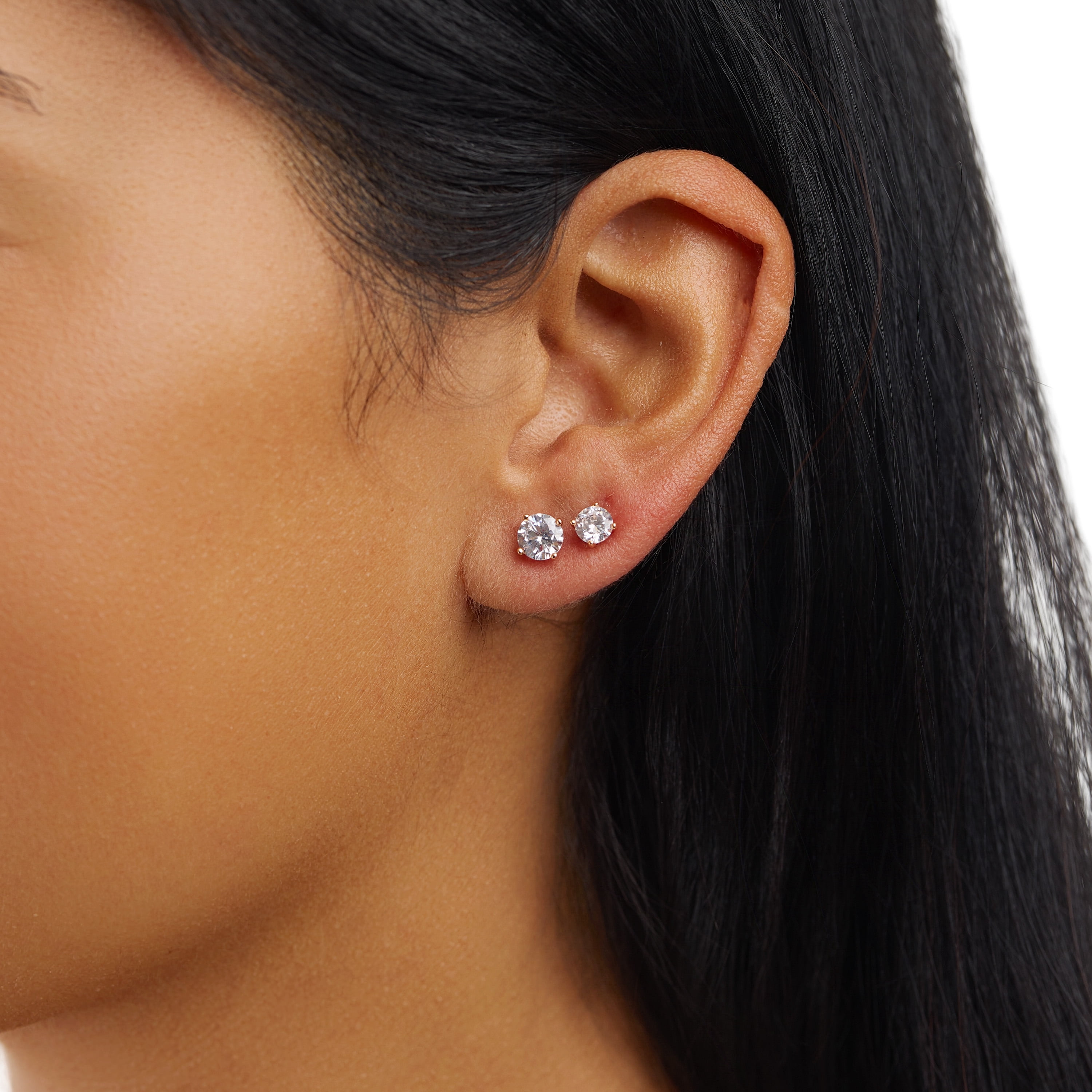 Marisol & Poppy Cubic Zirconia 2-Piece Stud Earrings Set in Rose Gold over Sterling Silver for Women & Teens