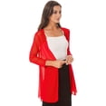 thumbnail image 4 of Yartina Long Plus Size Cardigans for Women Lightweight Open Front Cardigan Solid Chiffon Outerwear Red XL, 4 of 6