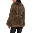thumbnail image 3 of Women's Faux Fur Coat Winter Lapel Shaggy Warm Fluffy Jacket with Pockets M Brown, 3 of 6
