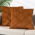 thumbnail image 2 of Unique Bargains 2 Diamond Pinch Pleated Solid Decorative Textured Throw Pillow Covers Orange 18" x 18", 2 of 6