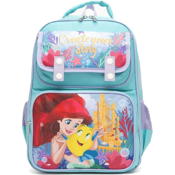 16" The Little Mermiad Ariel Large School backpack with Padded Back and Adjustable Straps
