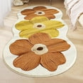 thumbnail image 5 of Cute Floral Bathroom Kitchen Runner Rugs Non-Slip Washable, Shaggy Colorful Green Flowers Daisy Aesthetic Extra Long Bath Mat, Boho Floral Bedside Indoor Entry Rugs,40*60cm, 5 of 9