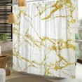 thumbnail image 3 of Marble Shower Curtain, Abstract Modern White and Gold Marble Shower Curtain Set for Bathroom Ink Texture Waterproof Polyester Fabric Bathroom Decor with Hooks, 72x84 Inch, 3 of 6