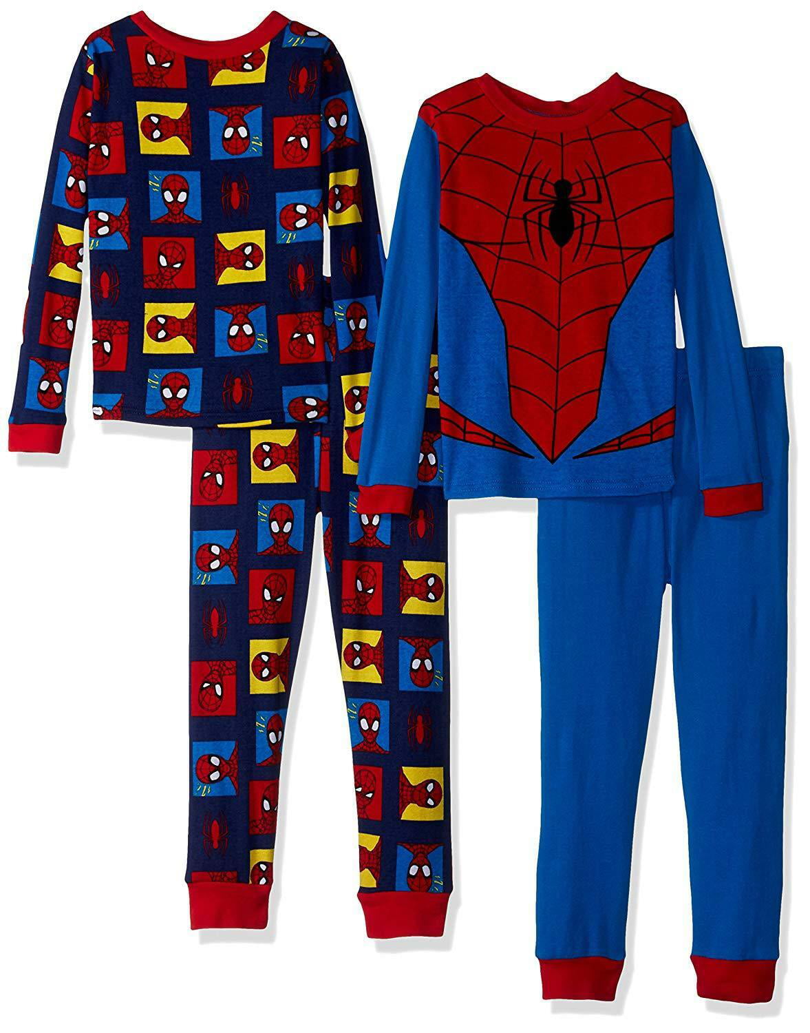 Spiderman Boys Spider-Man 4-Piece Cotton Pajama Set