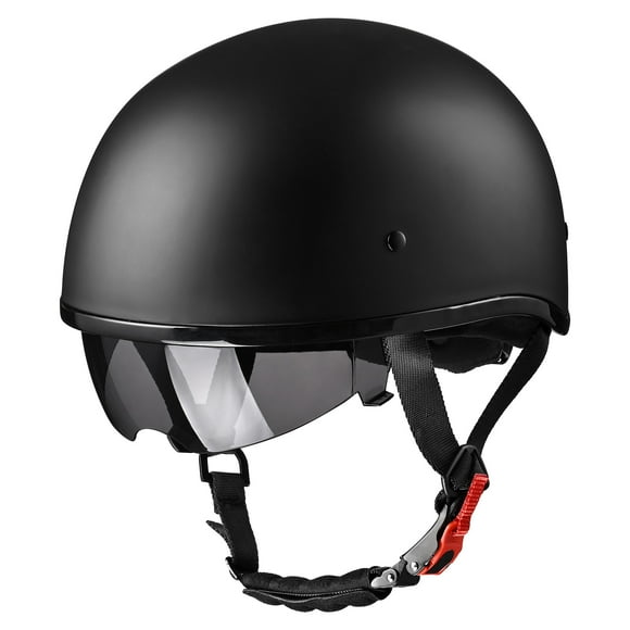 AHR Casque de Moto Demi-Visière Pare-Soleil Homologué à Pois Hélicoptère de Vélo Noir Mat