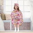 thumbnail image 7 of FORMRS Wearable Blanket Hoodie with Sleeves for Kids Cozy Flannel Sweatshirt, Light Pink Doughnuts, 7 of 7